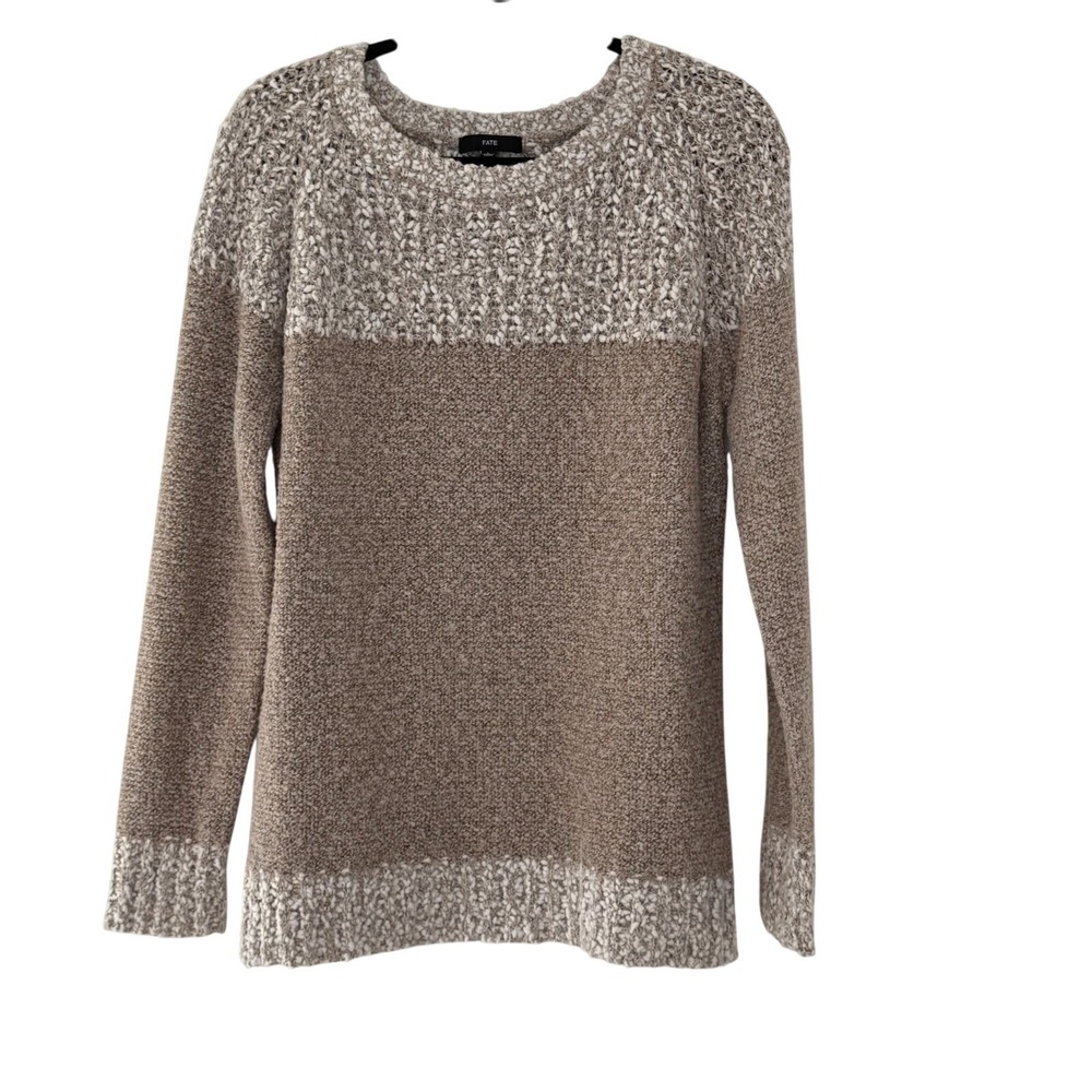Fate Clarina Women's Large Textured Pullover Sweater Loose Knit Cottagecore Cozy